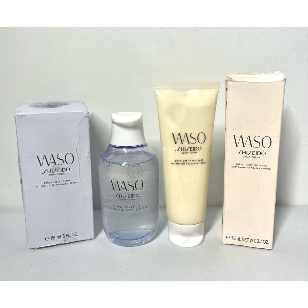 Shiseido WASO Fresh Jelly Lotion & Soft Cushy Polisher FS Discontinued NIB